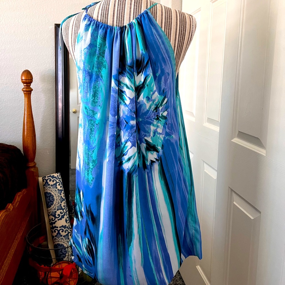 Bcbgmaxazria Blue Abstract Patterned Mini Dress W… - image 6